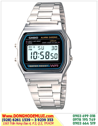 Casio A158WA-1DF; Đồng hồ điện tử  Nam Nữ Casio A158WA-1DF chính hãng| Bảo hành 2 năm 