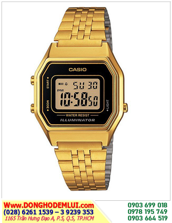 Casio LA-680W-GA; Đồng hồ điện tử sắc Vàng Kim Casio LA-680W-GA  chính hãng| Bảo hành 2 năm  