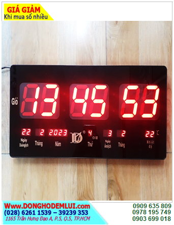 DG 4622; Đồng hồ LED LỊCH VẠN NIÊN (Dương-Âm Lịch) /Giờ-Phút-Thứ -Ngày-Tháng-Năm-Nhiệt độ (46cm x 22cm) /B.hành 06tháng