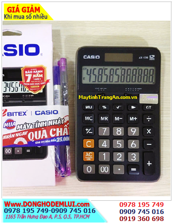 Casio AX-12B, Máy tính tiền Casio AX-12B (loại LCD 12số Digits, có chế độ SOLAR) chính hãng /CÒN HÀNG