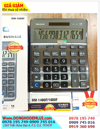 Casio DM-1400F; Máy tính tiền Casio DM-1400F màn hình 14 số - mặt Kim Loại chính hãng | CÒN HÀNG