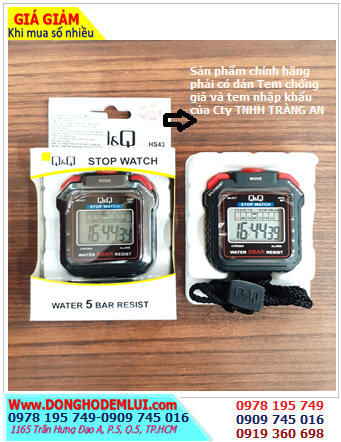 HS43J001Y_Đồng hồ bấm giờ bấm giây Q&Q HS43J001Y chính hãng Q&Q Japan (Tập đoàn Citizen _Nhật) Bảo hành 1 năm