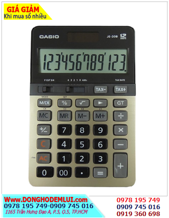 CASIO JS-20B-GD, MÁY TÍNH TIỀN CASIO JS-20B-GD LOẠI 12 SỐ PHÍM ĐÚC | CÒN HÀNG