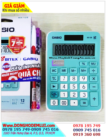 Casio MX-12B (vỏ màu xanh), Máy tính tiền Casio MX-12B (loại 12 số Digits), Bảo hành 07 năm /CÒN HÀNG